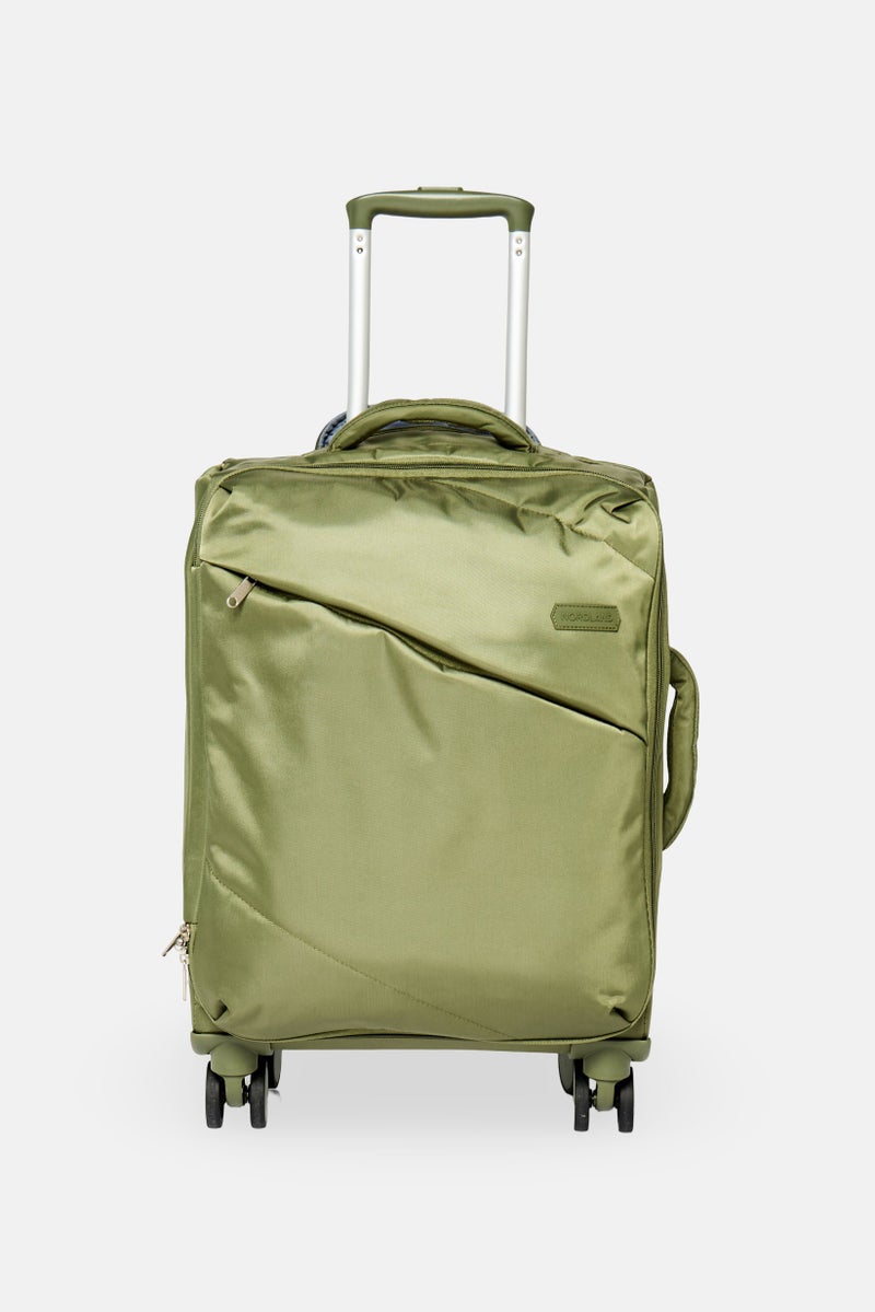Nordland 23 Inch Textile Brand Logo Cabin Spinner Luggage, Dark Green  - Image 1