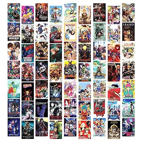 Twinster Aesthetic Anime Wall Stickers Collage Kit,Set of 63 Poster for Room Decoration, Home Décor Items for Anime Lovers Self-Adhesive Size:4.0x6.0 Inches - Image 1
