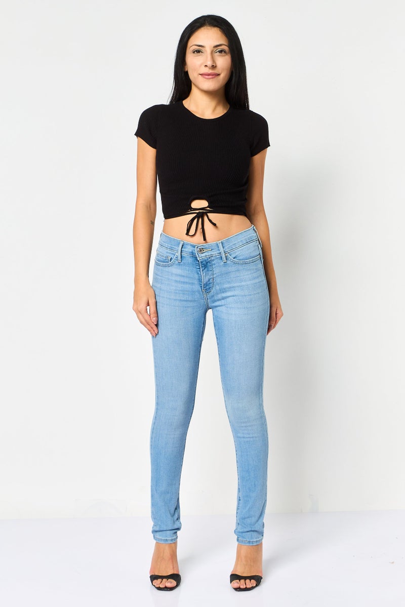 Levi's Women Skinny Fit Washed Stretchable Jeans, Light Blue - Image 2