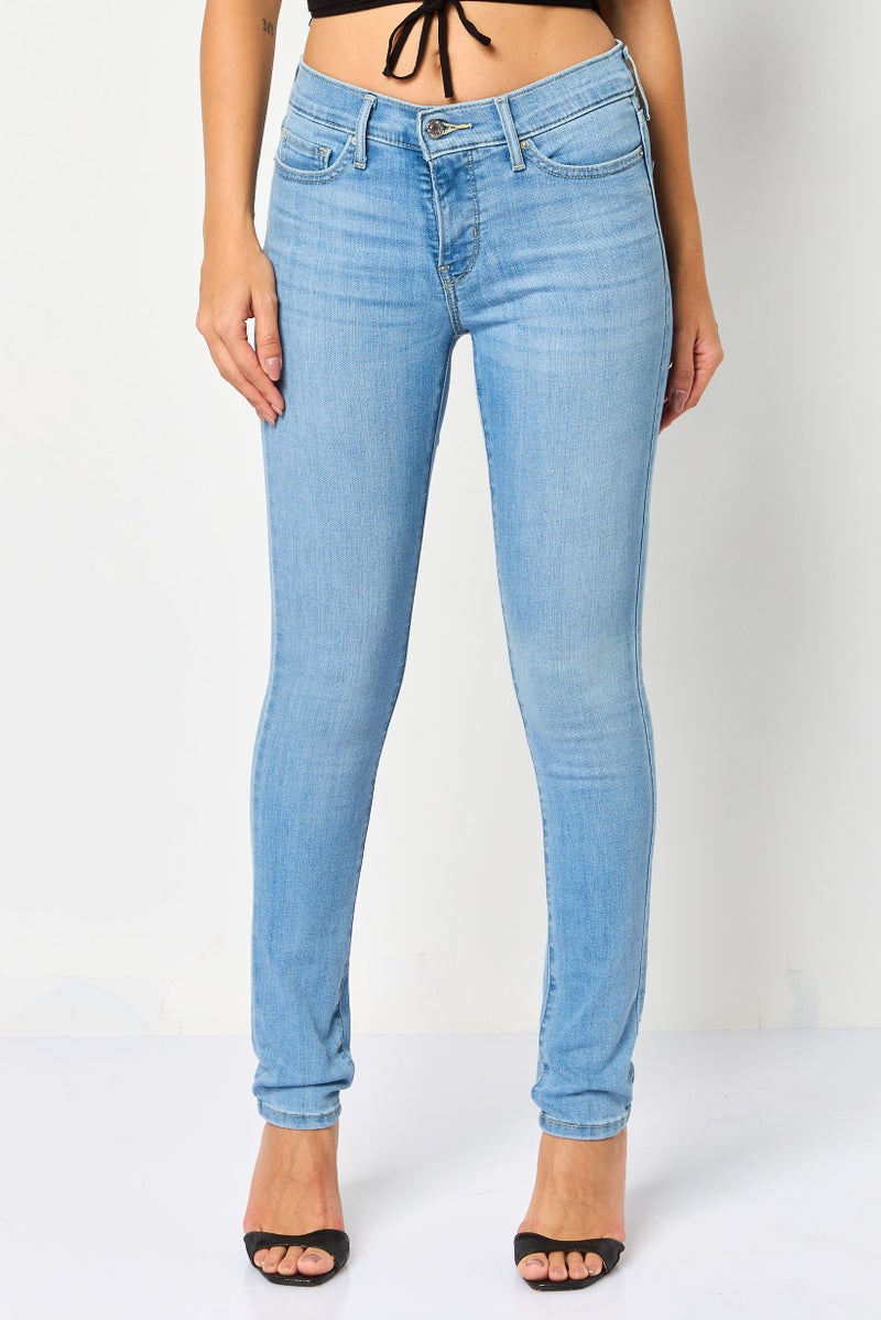 Levi's Women Skinny Fit Washed Stretchable Jeans, Light Blue - Image 1