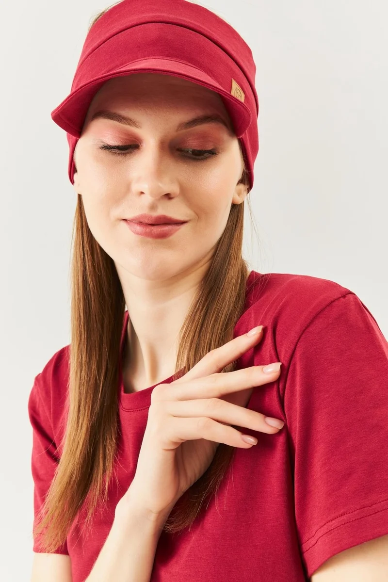 Butikgiz Burgundy Women's UV Protective Unique Soft Visor 100% Cotton Combed Tennis Golf Style Visor Hat