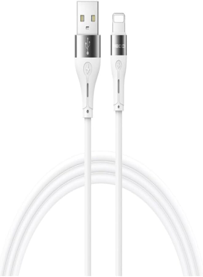 كابل شحن سريع من  بطول 1 متر وقوة 2.4 أمبير، من نوع USB-A إلى موصل لأجهزة iPhone و iPad، مصنوع من سبائك الألومنيوم، مقاوم للاحتكاك، مثالي للشحن ونقل البيانات.