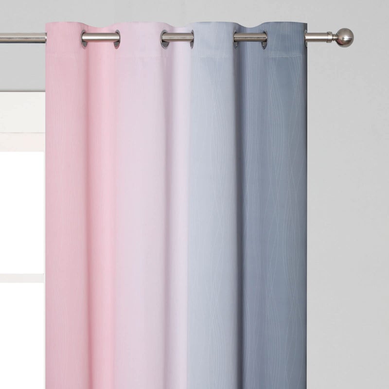 Estelar Textiler Ombre Grey and Pink Blackout Curtains 72 Inch Length 2 Panels  Full Room Darkening Blackout Curtains for Bedroom  Grommet Thermal Insulated Gradient Drapes for Kids Room  52x72 Inch - Image 4