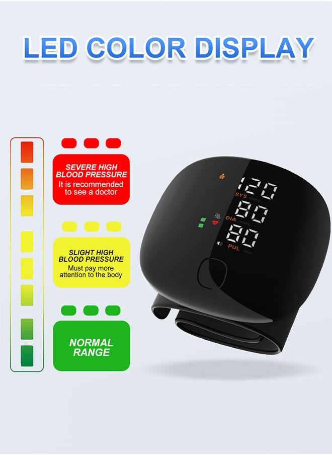 Blood Pressure Monitors for Home Use Rechargeable Blood Pressure Cuff Wrist Digital BP Machine with LED Backlit Display, Arabic Voice Broadcast for 2 Users