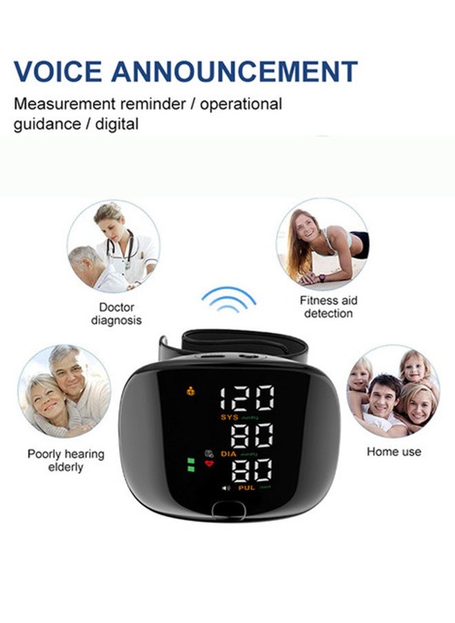 Blood Pressure Monitors for Home Use Rechargeable Blood Pressure Cuff Wrist Digital BP Machine with LED Backlit Display, Arabic Voice Broadcast for 2 Users