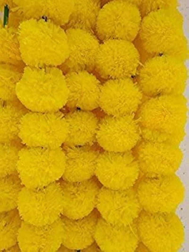 Generic PAArtificial Marigold Rajnigandha Light Yellow Flowers GarlandsToran for DoorWall Hanging Set 48Ft 5Strings  - Image 5