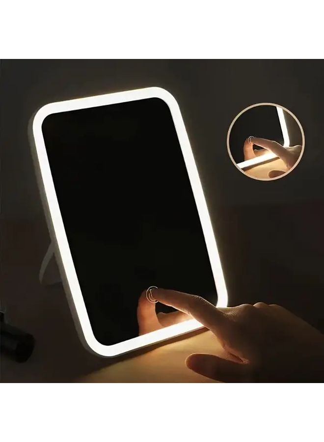LED Portable Folding Makeup Mirror USB Charging Three Colors 400mAh - Image 2