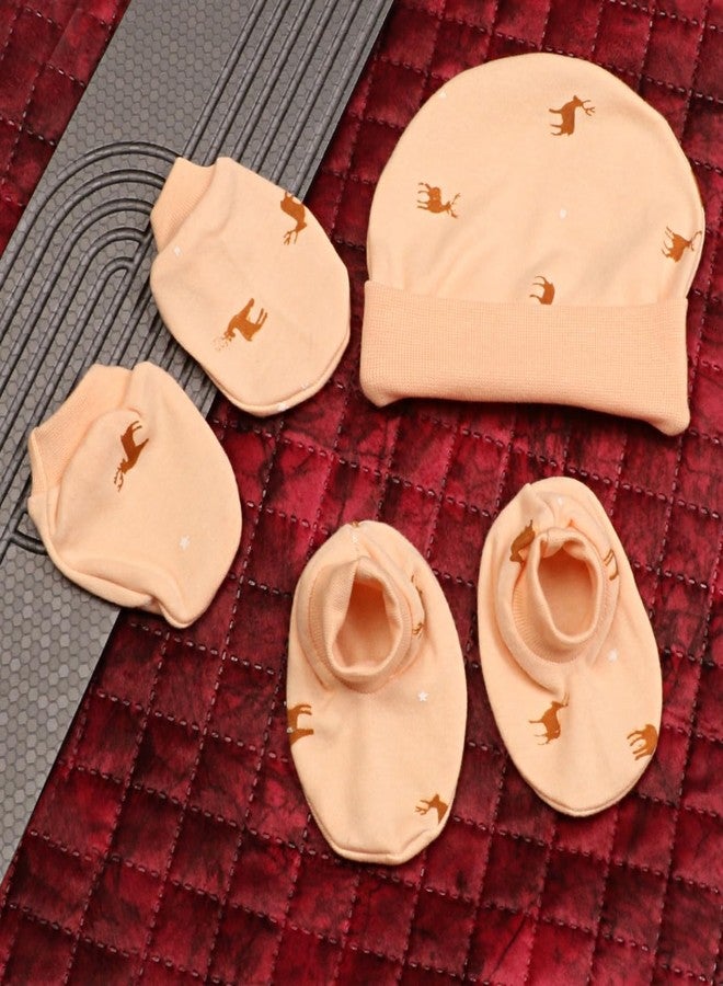 HAWKR Baby Girls Baby Boys Infant Accessories Cotton Printed Cap Mitten Booties Set Combo Pack of 4 (Multicolor; 0 to 9 Months) (0-3 Months) - Image 4