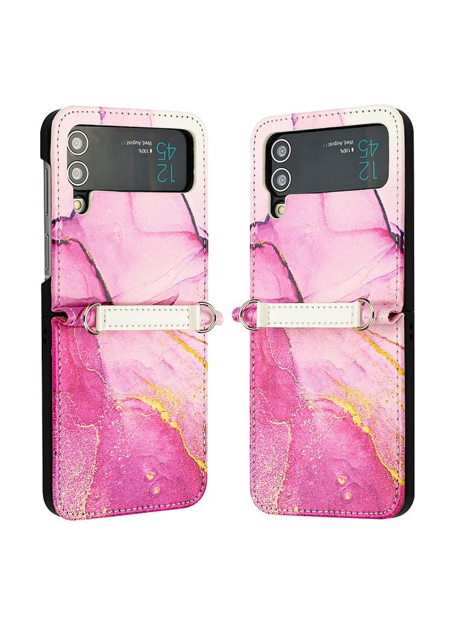 S-TOP Case For Samsung Galaxy Z Flip4 Marble Pattern Leather Phone Case - Image 2