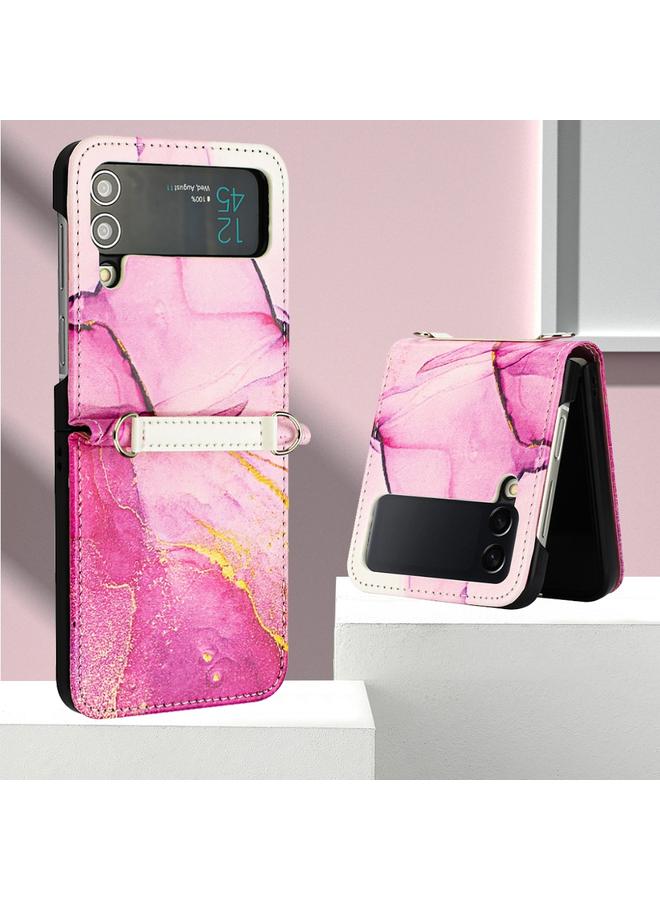 S-TOP Case For Samsung Galaxy Z Flip4 Marble Pattern Leather Phone Case - Image 5
