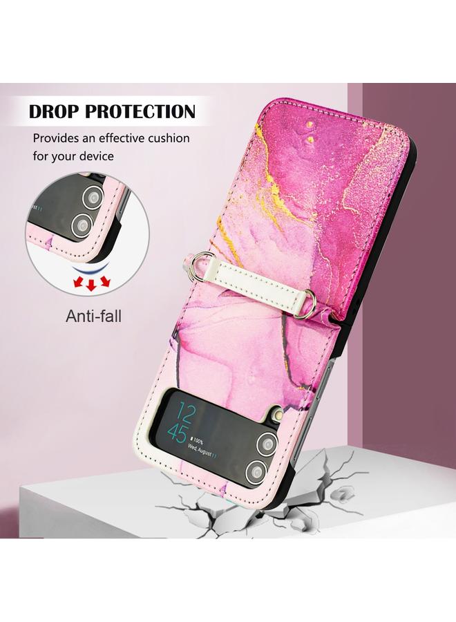 S-TOP Case For Samsung Galaxy Z Flip4 Marble Pattern Leather Phone Case - Image 4