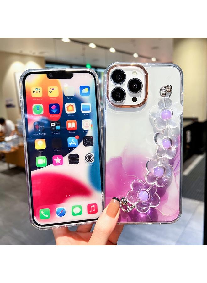 Zaboon Case For iPhone 12 Gold Halo Marble Pattern Case with Flower Bracelet - Image 2