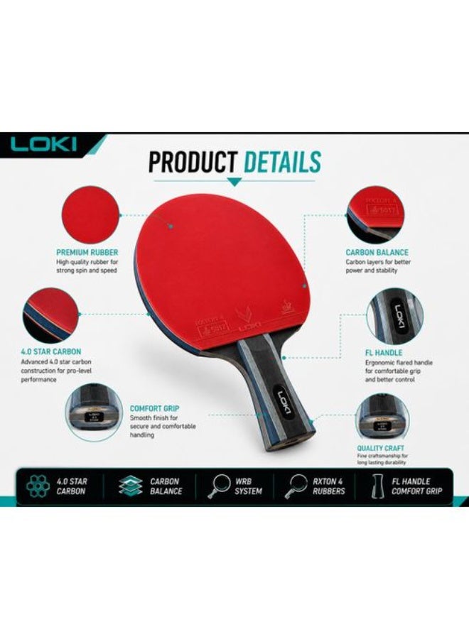 Lokay Loki Carbon Table Tennis Racket (4-Star Class) – Professional Racket – High Speed ​​and Precise Control - Image 4