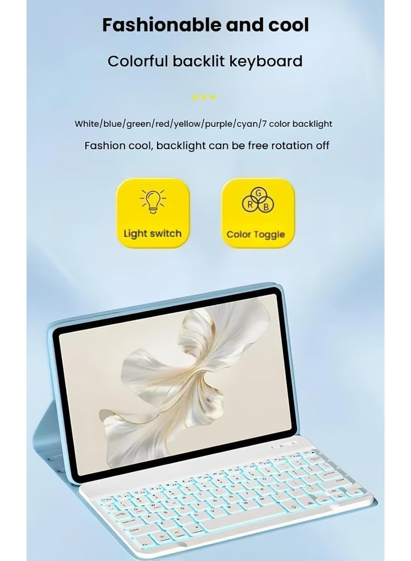 general Arabic and English Backlight Keyboard Case Compatible with Honor Pad X9a 11.5 inch 2025, Slim Case with Detachable Wireless Bluetooth Keyboard & Bluetooth Mouse - Image 4