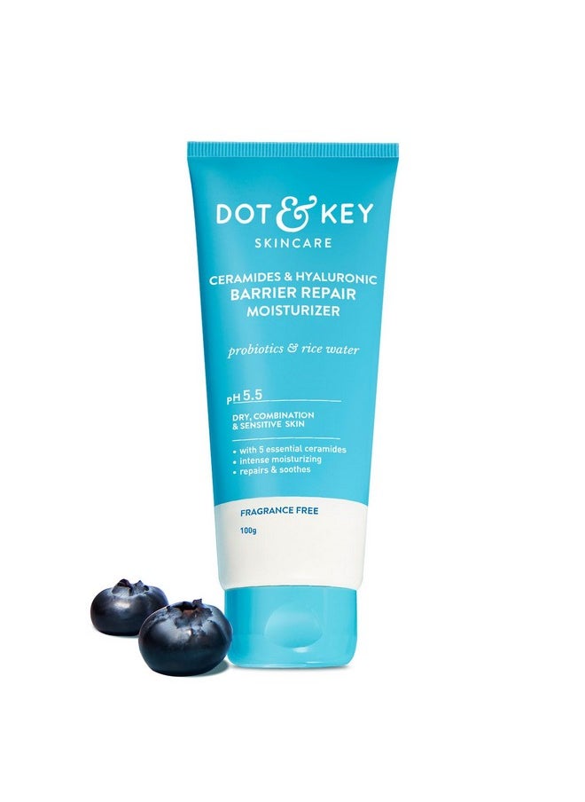 Dot & Key Ceramides Moisturizer With Hyaluronic For Intense Moisturizing And Skin Strengthening | With Probiotic & Rice Water I Barrier Repair Cream | For Dry Skin, Normal Skin & Sensitive Skin | 100G  - Image 1