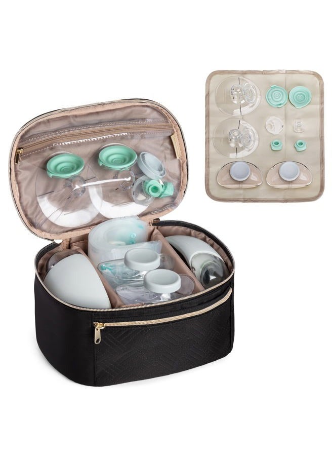 Fasrom Wearable Breast Pump Bag Compatible with Momcozy, Medela and Elvie Hands Free Pumps, Portable Carrying Case with Waterproof Mat for Working Moms Travel, Black (Bag Only, Patent Design) - Image 1