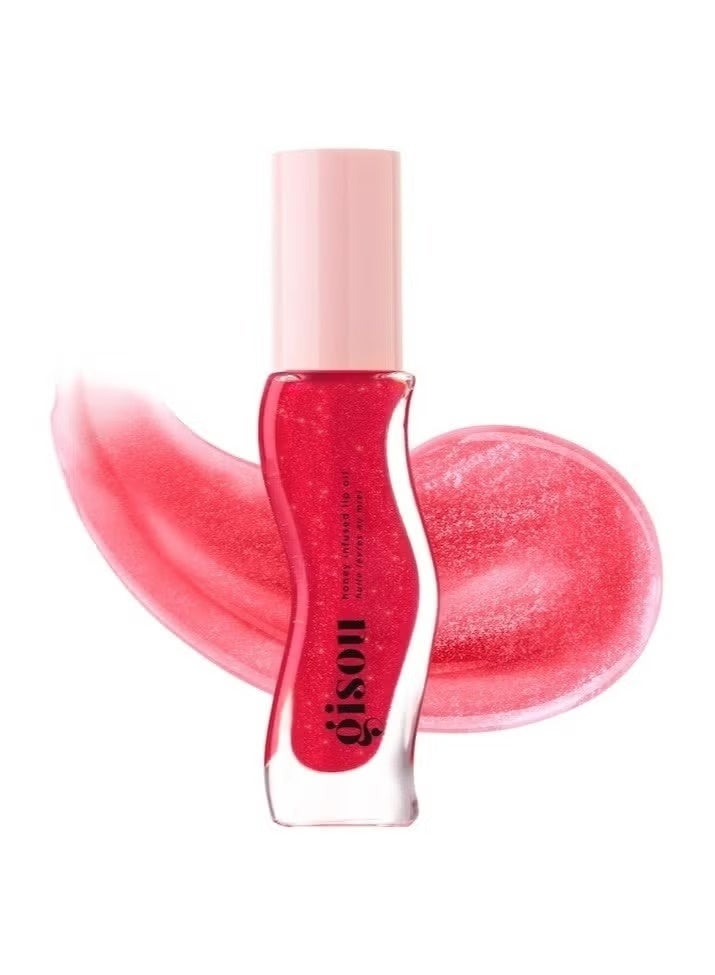 جيسو زيت الشفاه المرطب بالعسل الكرز على الكيك | شير بينكي ريد لامع، مغذي ومرطب - 0.27 أونصة / 8 مل - Image 1