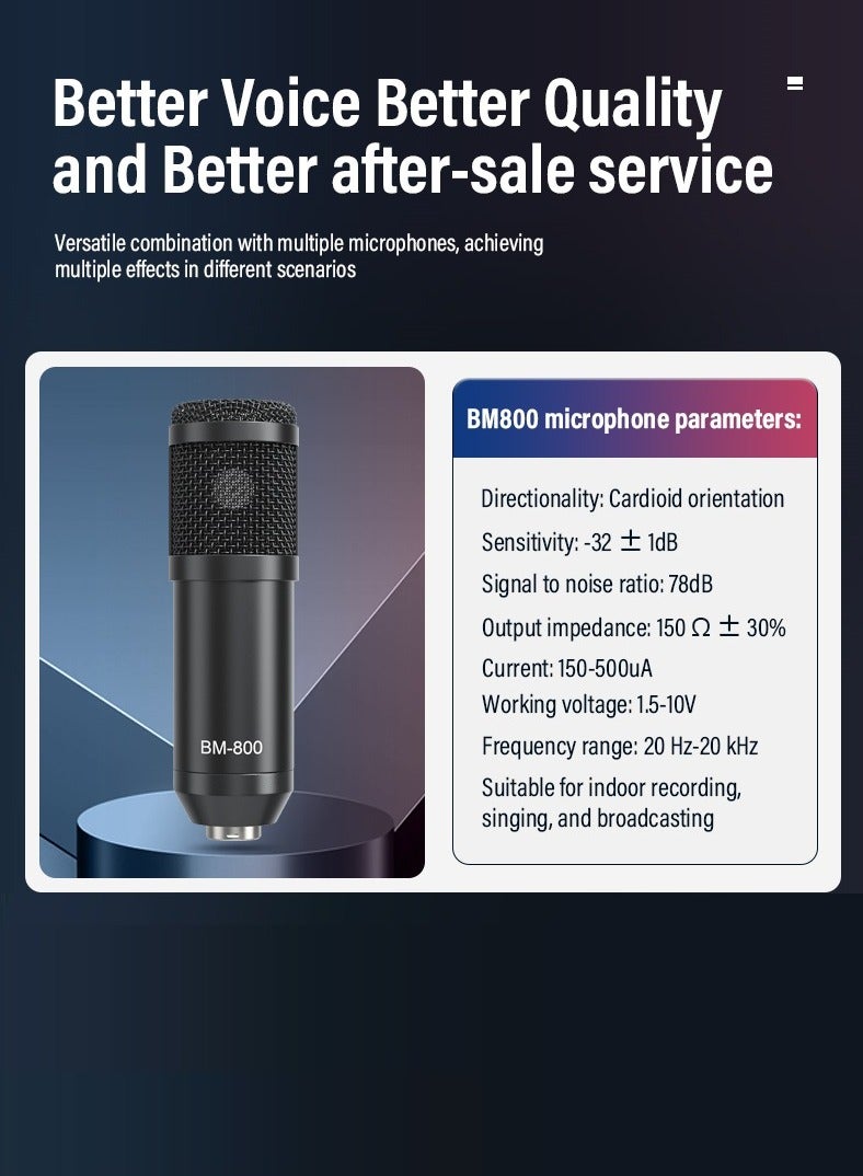 جوشبيرغ بطاقات الصوت مجموعة ميكروفون المكثف ، دفق الخلاط الصوتي مع حامل الميكروفون/مناسب للبث المباشر/البودكاست/يوتيوب/الكمبيوتر/الهاتف الذكي - Image 2