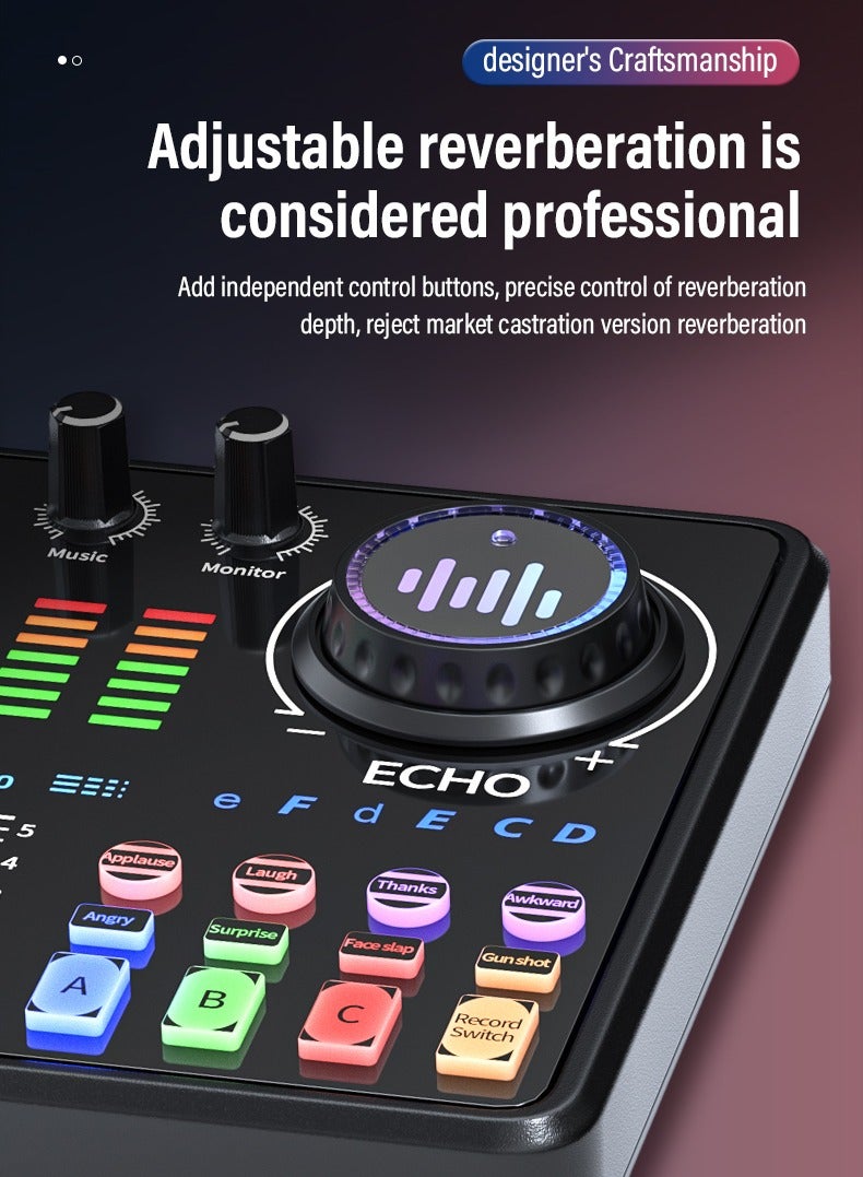 جوشبيرغ بطاقات الصوت مجموعة ميكروفون المكثف ، دفق الخلاط الصوتي مع حامل الميكروفون/مناسب للبث المباشر/البودكاست/يوتيوب/الكمبيوتر/الهاتف الذكي - Image 3