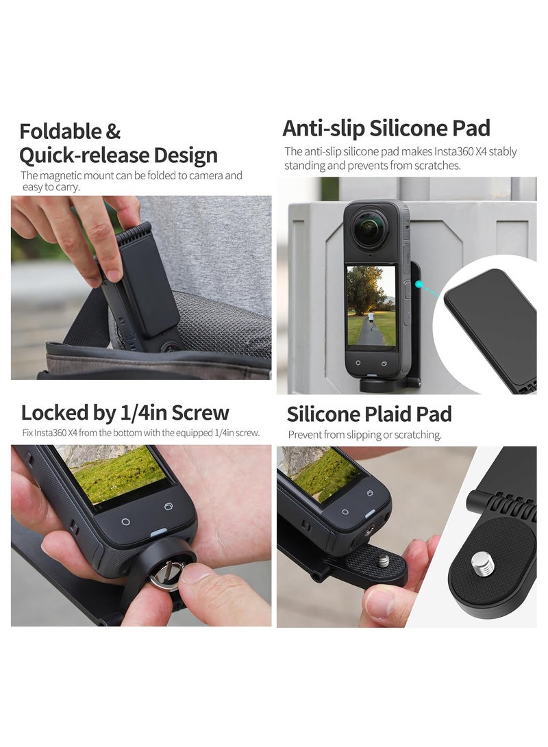 Insta360 X4 Magnetic Bracket Compatible with Insta360 Camera, Magnetic Steering Bracket with 1/4 Screw, Bracket for Insta360 X4/X3/X/GO 3/GO 2/DJI Pocket 3 - Image 5