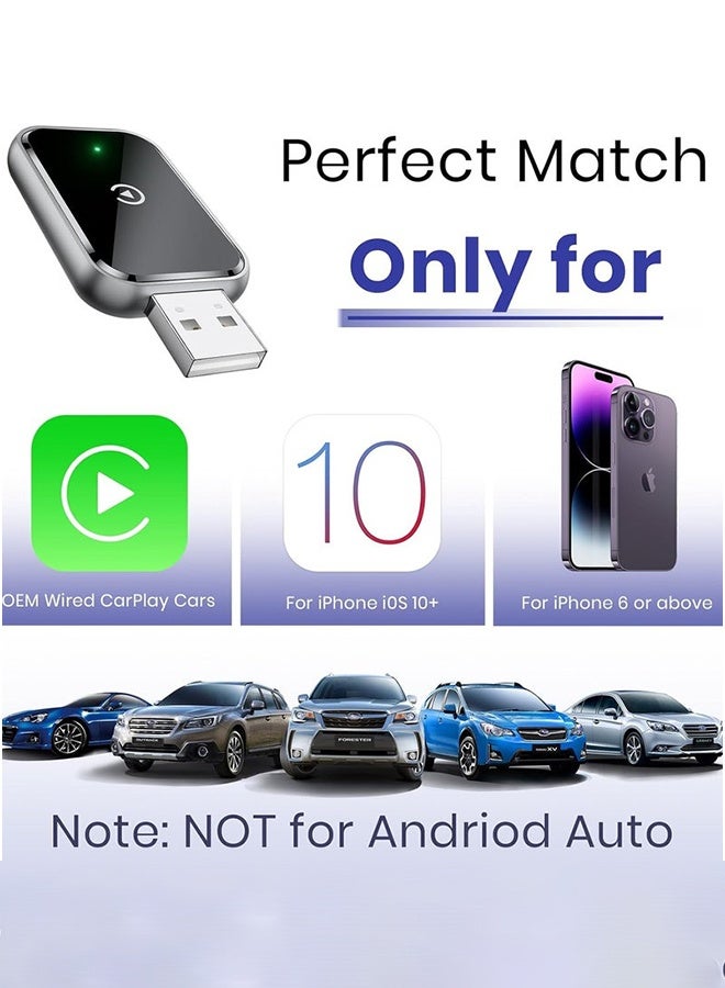 Digisand Wireless CarPlay Adapter for iPhone, Convert Wired to Wireless Apple CarPlay Adapter, Mini Size with Extension Cable USB & USB-C/Type-C, Stable Control & No Delay, Black - Image 3