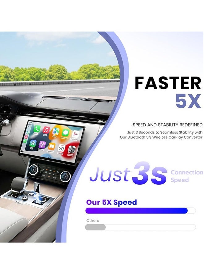 Digisand Wireless CarPlay Adapter for iPhone, Convert Wired to Wireless Apple CarPlay Adapter, Mini Size with Extension Cable USB & USB-C/Type-C, Stable Control & No Delay, Black - Image 4