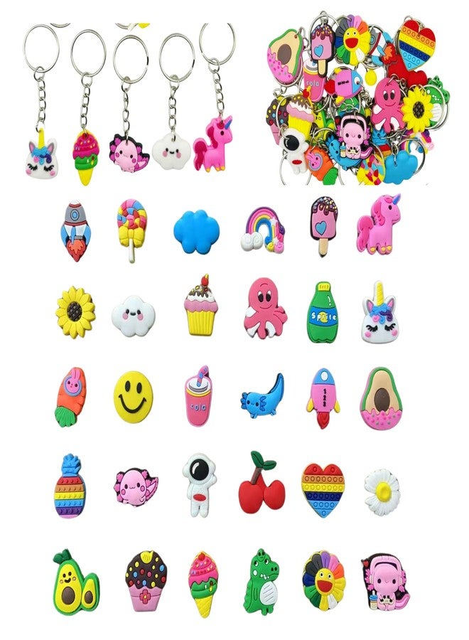 Ella & Emma 30/50/100 Bulk Different Keychains, Mixed Non-Repeat Cute Key Chain for Classroom Prizes Students Incentives Holiday Gifts Party Favors (30pcs Girls Mixed) - Image 2