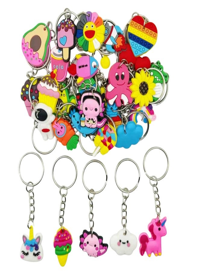 Ella & Emma 30/50/100 Bulk Different Keychains, Mixed Non-Repeat Cute Key Chain for Classroom Prizes Students Incentives Holiday Gifts Party Favors (30pcs Girls Mixed) - Image 1