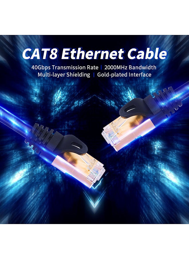 Generic - CAT8 Network Cable 40Gbps 2000MHz Ethernet Cable with Multi-layer Shielding 26AWG Pure Copper Core Gold-plated Interface 15M - Image 1