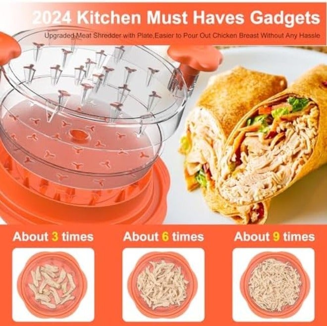 Chicken Shredder with Removable Plate - Manual Meat Shredder Tool with Transparent Lid & Cleaning Brush, Dishwasher Safe Kitchen Gadget for Shredding Chicken, Pork, Beef, Pulled Pork(Black) - Image 5