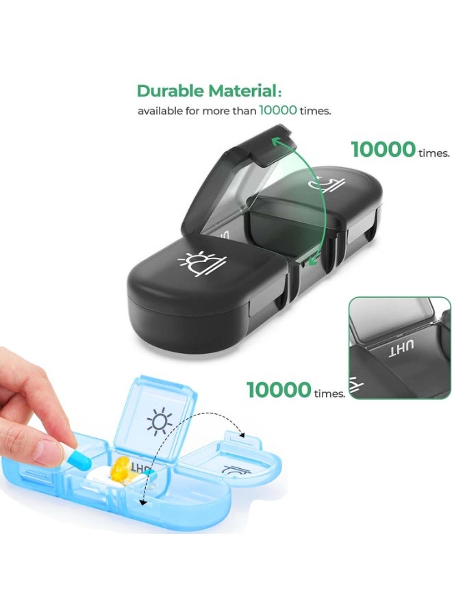 ديوتي منظم حبوب أسبوعي مكون من قطعتين، 3 مرات يوميًا، صندوق حبوب سفر محمول لمدة 7 أيام مع حجرات كبيرة، حافظة مقاومة للرطوبة والضوء للفيتامينات والأدوية والمكملات الغذائية، أغطية سهلة الفتح وتصميم متين خالٍ من مادة BPA - Image 2