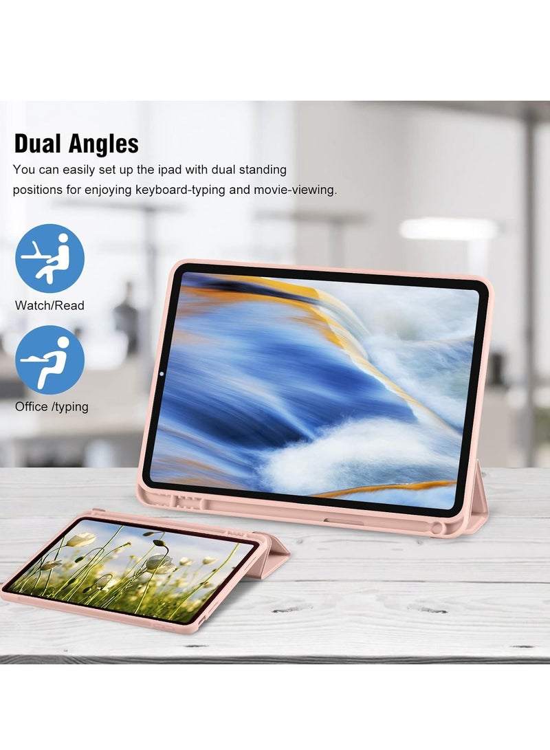 ELTRAZONE iPad 10th Generation Case 2022 with Pencil Holder, 10.9 Inch Soft TPU Back Protective Smart Case with Auto Wake/Sleep, Trifold Stand - Rose Gold - Image 4