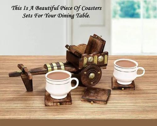 Jon arts works Wooden Cart Coaster Set Coffe Coaster Set Tea Coasters Set for Dining Table Cups Beer Cans Bar Tumblers and Water Glass Coaster Set - Image 4