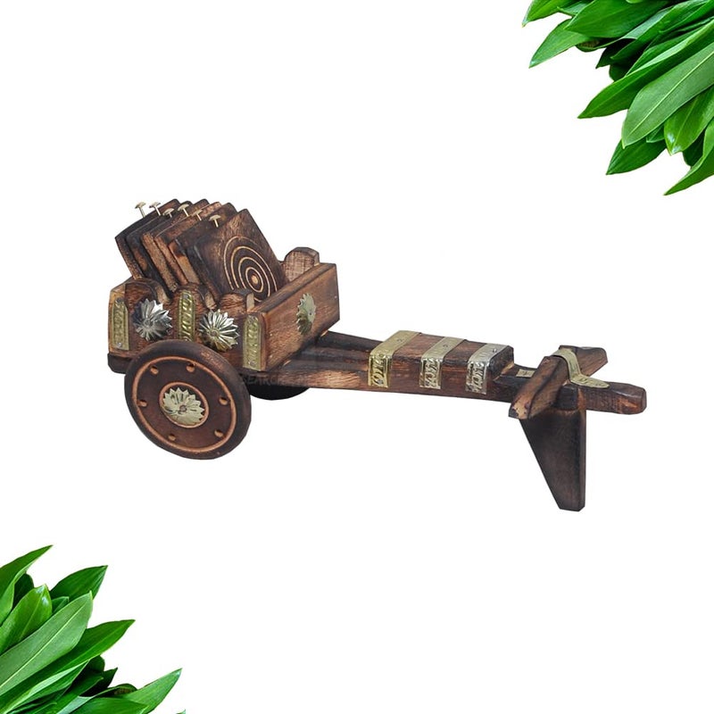 Jon arts works Wooden Cart Coaster Set Coffe Coaster Set Tea Coasters Set for Dining Table Cups Beer Cans Bar Tumblers and Water Glass Coaster Set - Image 2