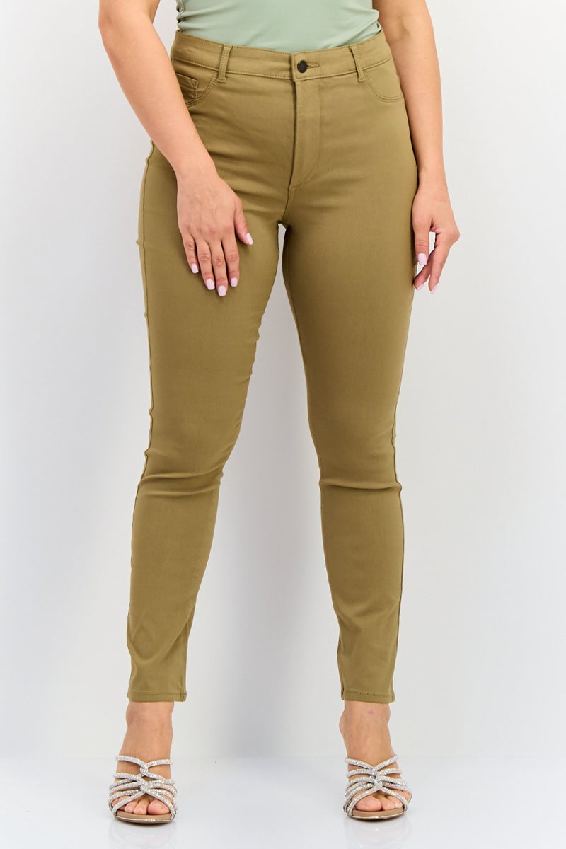 VERO MODA I Scenery By Vero Moda Women Skinny Fit Solid Chino Pants, Olive - Image 1