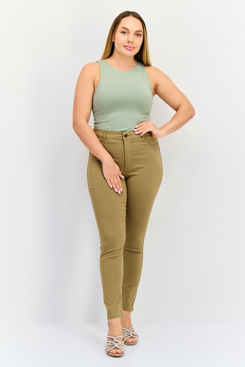 VERO MODA I Scenery By Vero Moda Women Skinny Fit Solid Chino Pants, Olive - Image 2