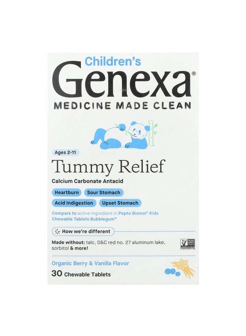 Children's Tummy Relief, Ages 2-11, Organic Berry & Vanilla, 30 Chewable Tablets