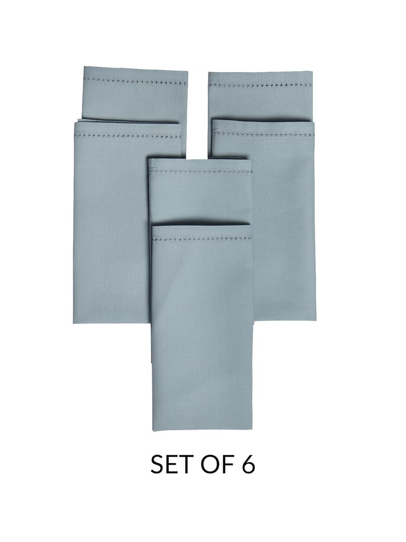 Zeba World Dinner Table Napkins 100% Cotton Set of 6 pcs | Fagotting Embroidery | Washable and Reusable Napkins for Dinner Table - Blue Grey - 16x16 inches (40x40cms) (Pack of 6) - Image 3