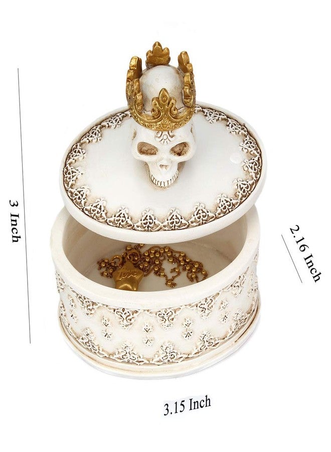 Aestivate Skeleton Head White Skull Jewelry Box Holder Organizer with Crown Halloween Skeleton Decorations Home Skull Decor - Image 2