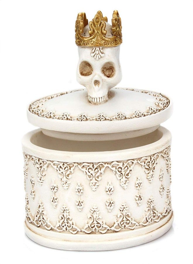 Aestivate Skeleton Head White Skull Jewelry Box Holder Organizer with Crown Halloween Skeleton Decorations Home Skull Decor - Image 4