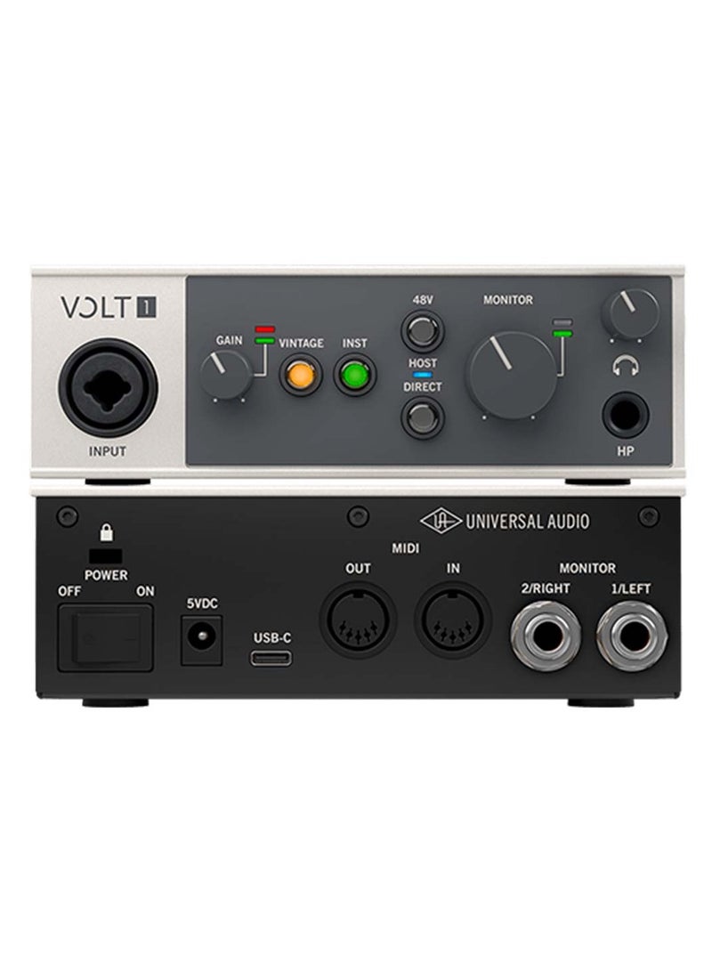 Universal Audio 1-in/2-out USB-C Audio Interface with 1 Preamp, 24-bit/192kHz AD/DA, MIDI I/O, and Software Bundle - Mac/PC/iOS - Image 1