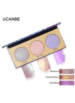 Ucanbe UCANBE 3 in 1 Holographic Highlight Palette Shimmer Contour and Shadow  - Image 2