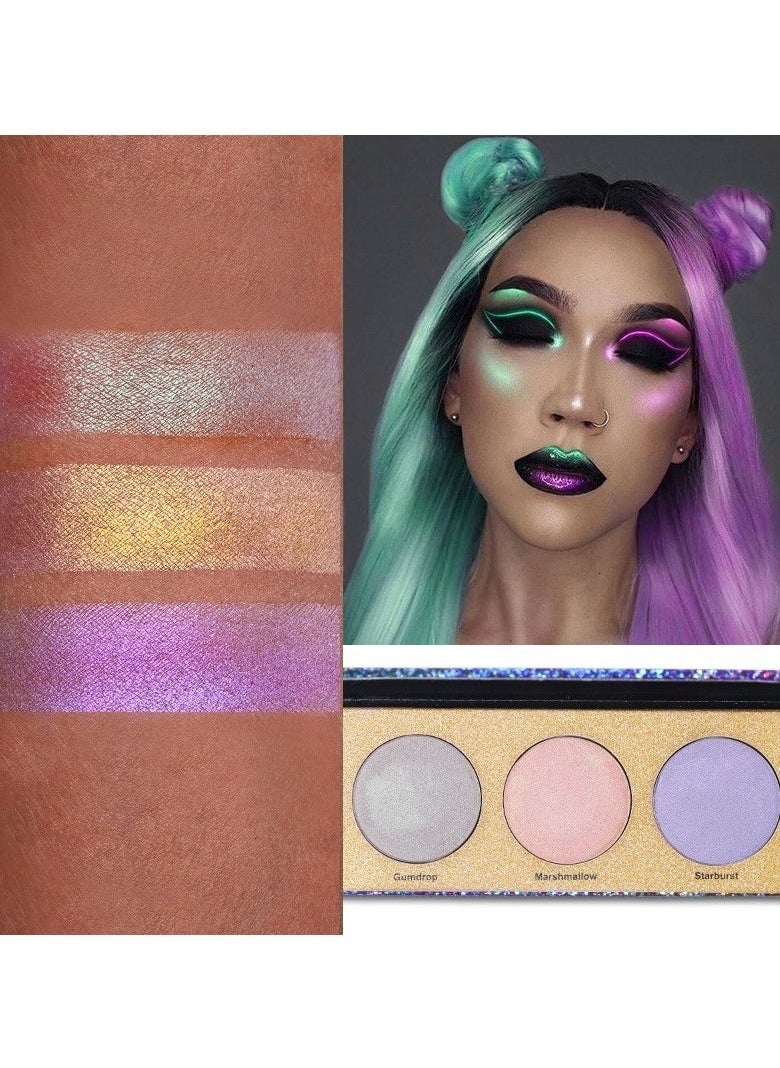 Ucanbe UCANBE 3 in 1 Holographic Highlight Palette Shimmer Contour and Shadow  - Image 3