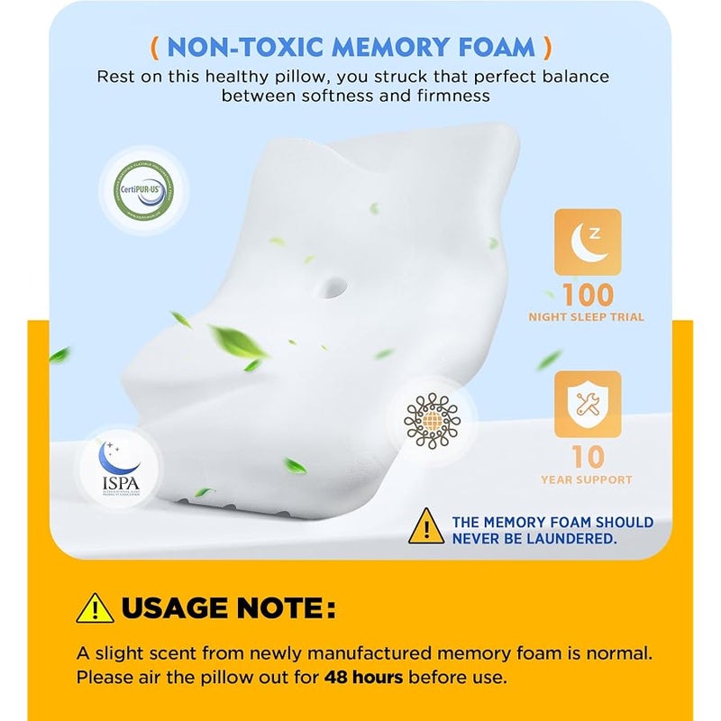 أوستيو Osteo Cervical Pillow for Neck Pain Relief, Hollow Design Odorless Memory Foam Pillows with Cooling Case, Adjustable Orthopedic Bed Pillow for Sleeping, Contour Support for Side Back Stomach Sleepers - Image 5