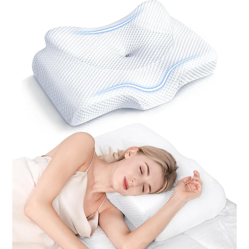 أوستيو Osteo Cervical Pillow for Neck Pain Relief, Hollow Design Odorless Memory Foam Pillows with Cooling Case, Adjustable Orthopedic Bed Pillow for Sleeping, Contour Support for Side Back Stomach Sleepers - Image 1