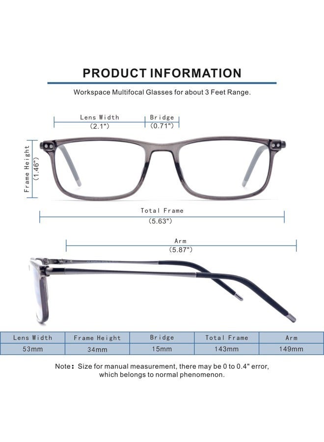 Skyoak Superior Extremely Light Progressive Multifocus Reading Glasses Men, Aluminum Arm TR90 Frame Blue Light Blocking Multifocal Computer Readers Spring Hinge No Line (for Mid-Near Range approx 3ft) - Image 5