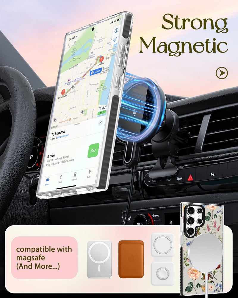 Lotadilo Cute Case for Samsung Galaxy S25 Ultra for Women Girls - Funny Retro Flower Design Compatible with Magsafe Magnetic Ring Holder Kickstand Fashion TPU Phone Covers - Image 5