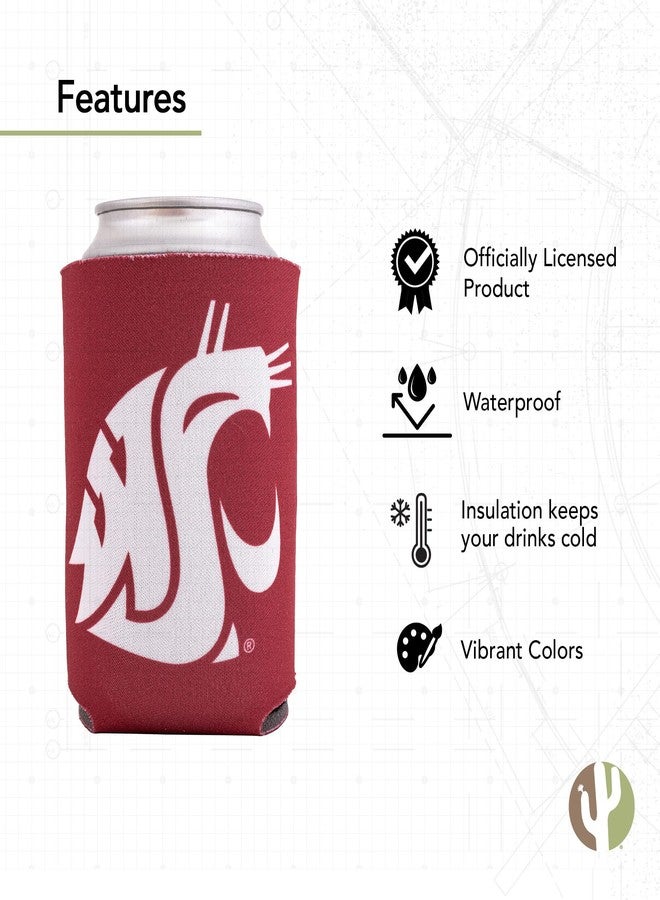 ديزرت كاكتوس حافظة علب مشروبات من ديزرت كاكتوس، جامعة ولاية واشنطن، WSU Cougars، مبرد مشروبات Cougs، عبوة واحدة من الفوم، حامل علب سعة 12 أونصة، جانب واحد (التصميم أ) - Image 4