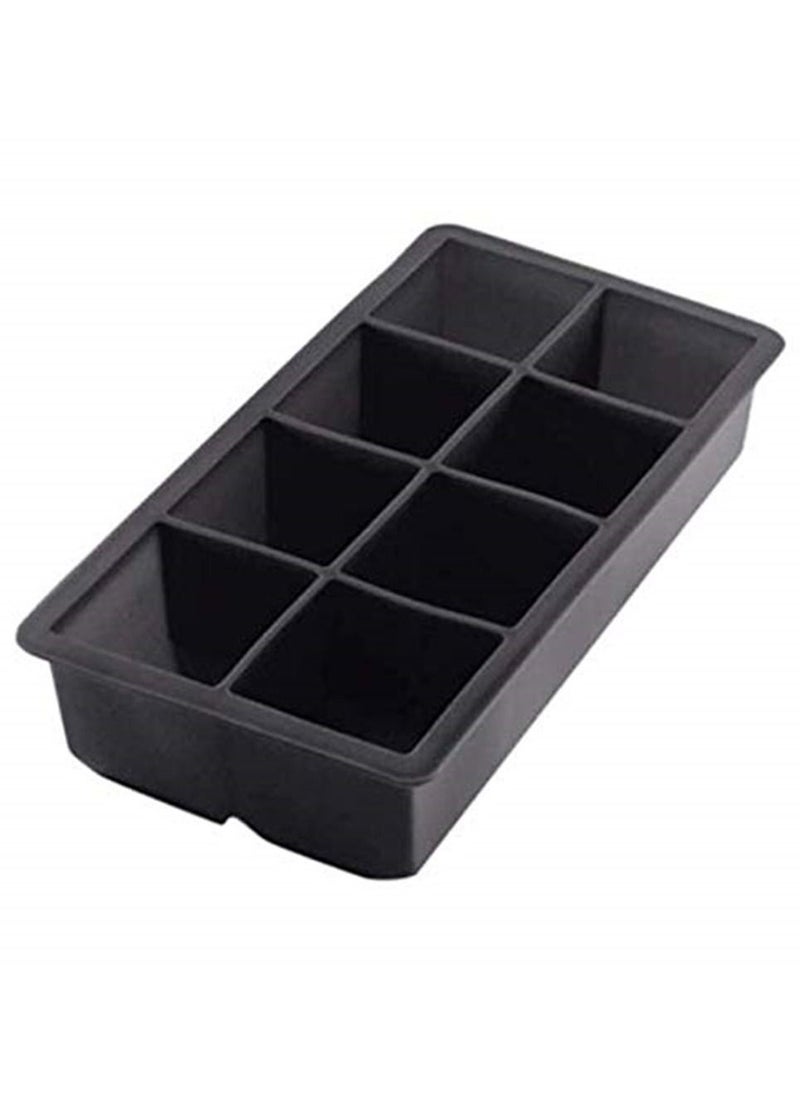 Generic - 8 Big Cube Giant Jumbo Large Silicone Ice Cube Square Tray Mold Mould Black - Image 1