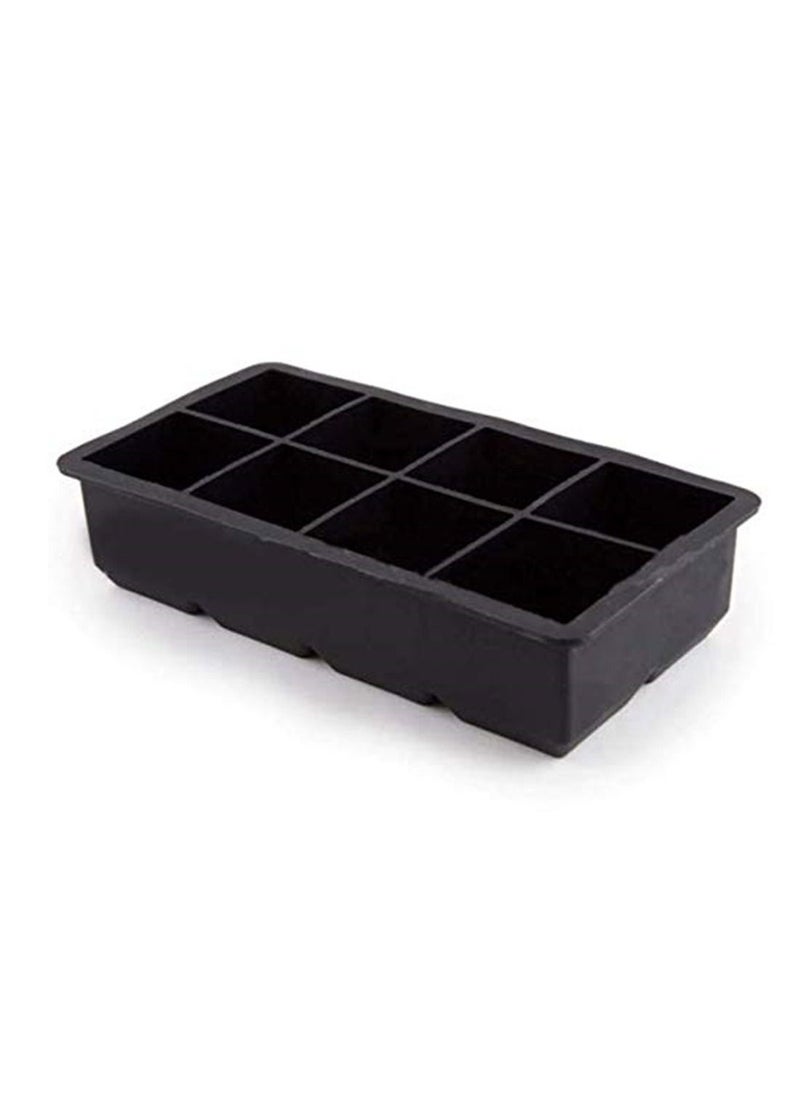 Generic - 8 Big Cube Giant Jumbo Large Silicone Ice Cube Square Tray Mold Mould Black - Image 1